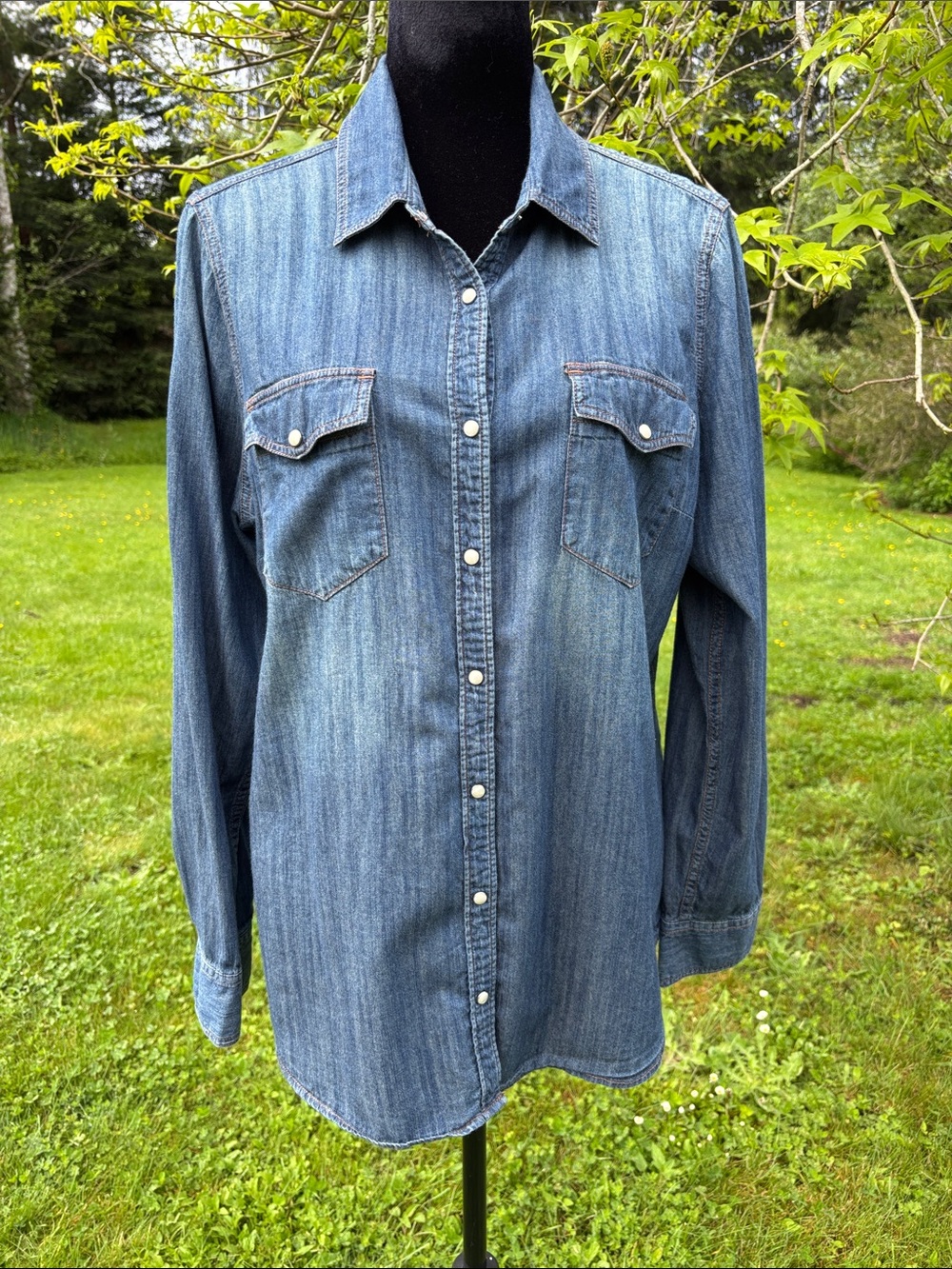 3/$20 Liz Claiborne Denim Snap Front Shirt